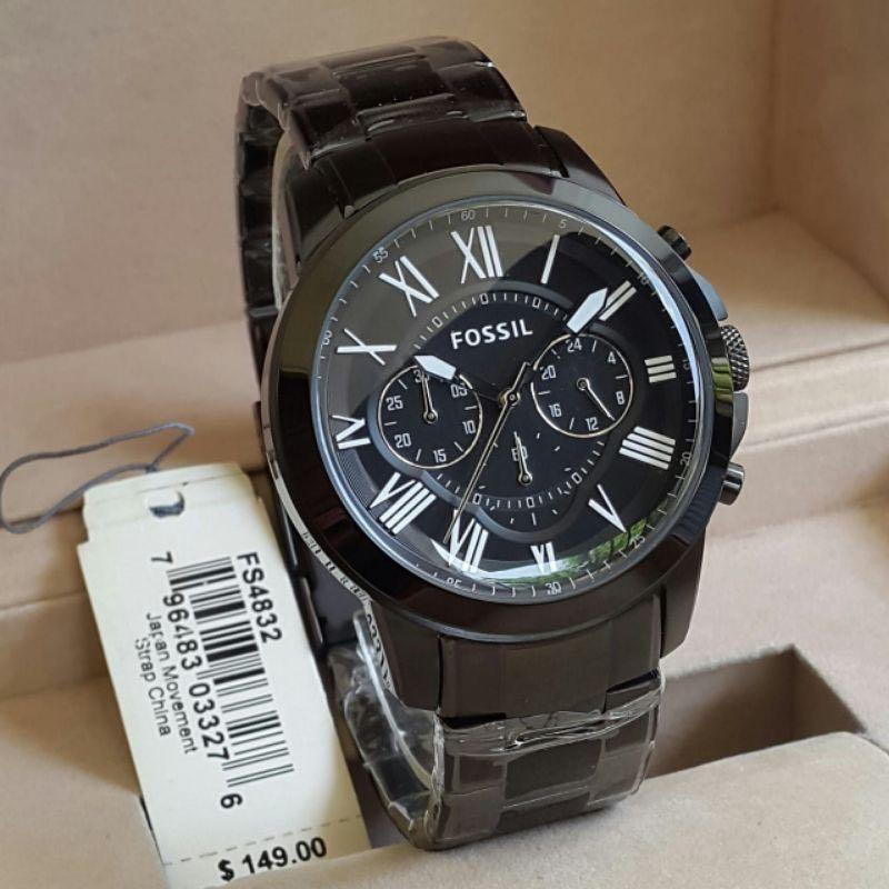  Shop Authentic Fossil Grant Chronograph Black Dial Black Steel Strap Watch for Men - FS4832 - Luxxuri