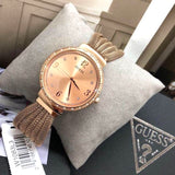  Shop Authentic Guess Chiffon Rose Gold Dial Mesh Bracelet Watch For Women - W1083L3 - Luxxuri