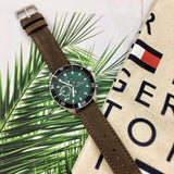  Shop Authentic Tommy Hilfiger Larson Chronograph Green Dial Brown Leather Strap Watch For Men - 1791983 - Luxxuri
