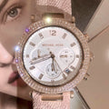  Shop Authentic Michael Kors Parker Chronograph White Dial Pink Leather Strap Watch For Women - MK6935 - Luxxuri