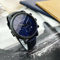  Shop Authentic Emporio Armani Luigi Analog Blue Dial Black Leather Strap Watch For Men - AR11351 - Luxxuri