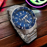  Shop Authentic Maserati Competizione Chronograph Blue Dial Silver Steel Strap Watch For Men - R8873600002 - Luxxuri