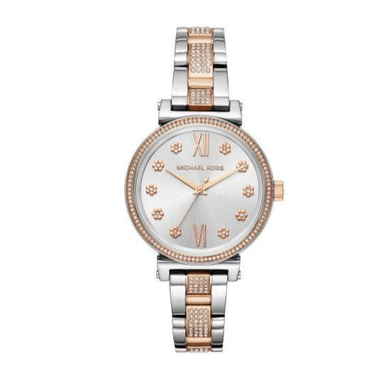  Shop Authentic Michael Kors Sophie Chronograph Silver Dial Two Tone Steel Strap Watch For Women - MK3880 - Luxxuri