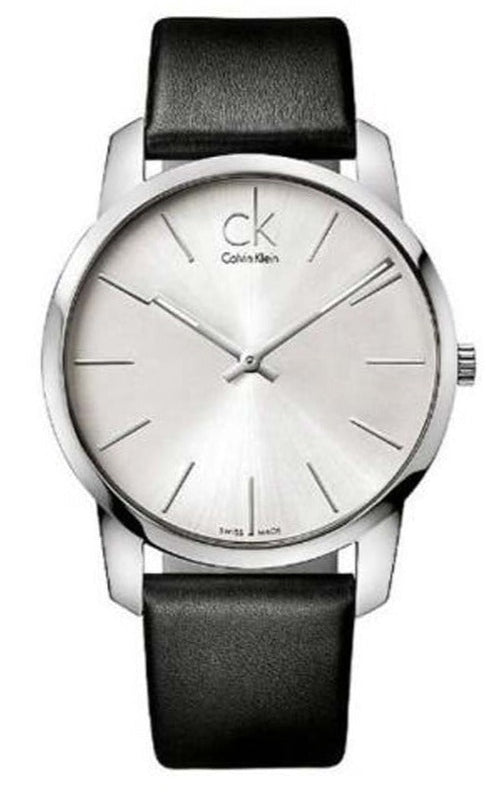  Shop Authentic Calvin Klein City White Dial Black Leather Strap Watch For Men - K2G211C6 - Luxxuri
