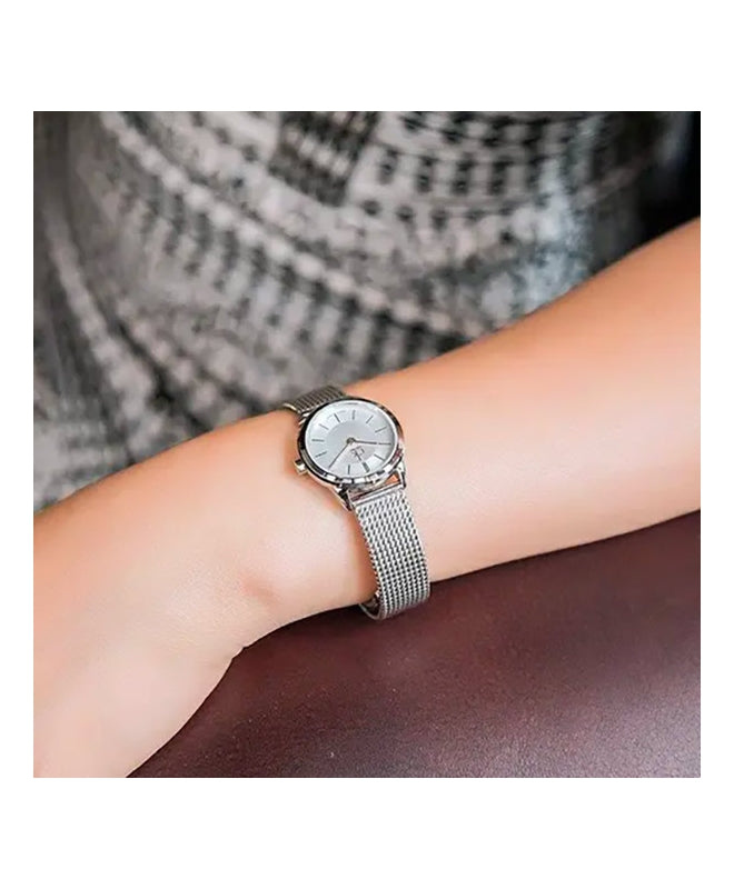  Shop Authentic Calvin Klein Minimal White Dial Silver Mesh Bracelet Watch for Women - K3M23126 - Luxxuri