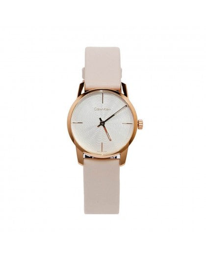  Shop Authentic Calvin Klein City Silver Dial White Leather Strap Watch for Women - K2G236X6 - Luxxuri