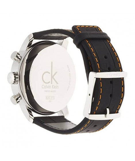  Shop Authentic Calvin Klein City Chronograph Black Dial Black Leather Strap Watch for Men - K2G271C1 - Luxxuri