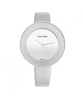  Shop Authentic Calvin Klein Chic Silver Dial White Leather Strap Watch for Women - K7N23UP8 - Luxxuri