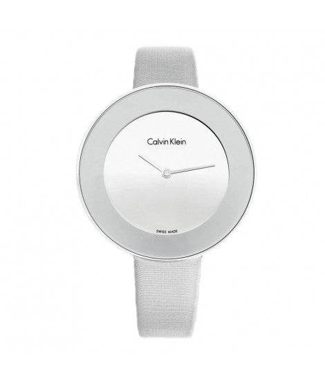  Shop Authentic Calvin Klein Chic Silver Dial White Leather Strap Watch for Women - K7N23UP8 - Luxxuri