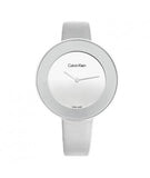  Shop Authentic Calvin Klein Chic Silver Dial White Leather Strap Watch for Women - K7N23UP8 - Luxxuri
