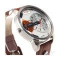  Shop Authentic Diesel Mini Daddy Silver Dial Brown Leather Strap Watch For Men - DZ7309 - Luxxuri