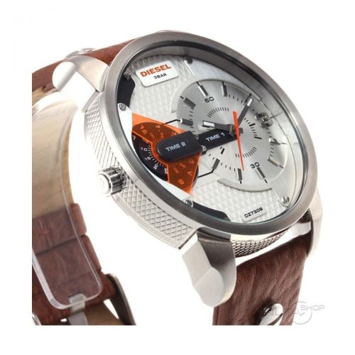  Shop Authentic Diesel Mini Daddy Silver Dial Brown Leather Strap Watch For Men - DZ7309 - Luxxuri