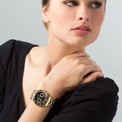  Shop Authentic Marc Jacobs Blade Chronograph Black Dial Gold Steel Strap Watch for Women - MBM3309 - Luxxuri