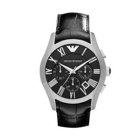  Shop Authentic Emporio Armani Valente Chronograph Black Dial Black Leather Strap Watch For Men - AR1633 - Luxxuri