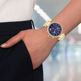  Shop Authentic Michael Kors Parker Chronograph Blue Dial Gold Steel Strap Watch For Women - MK6262 - Luxxuri