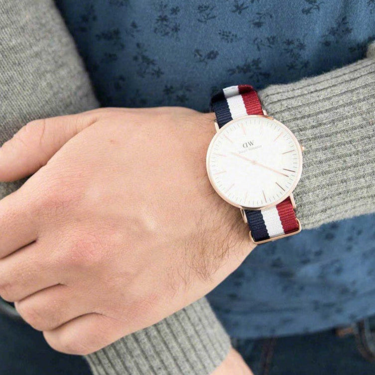  Shop Authentic Daniel Wellington Classic Cambridge White Dial Two Tone NATO Strap Watch For Men - DW00100003 - Luxxuri