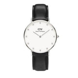  Shop Authentic Daniel Wellington Classy Sheffield White Dial Black Leather Strap Watch For Women - DW00100080 - Luxxuri
