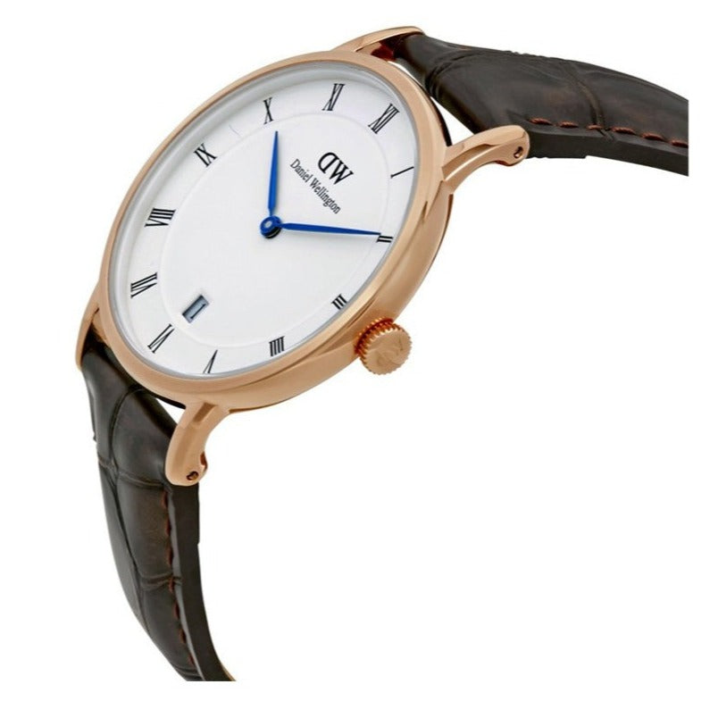  Shop Authentic Daniel Wellington Dapper York White Dial Brown Leather Strap Watch For Women - DW00100093 - Luxxuri