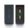  Shop Authentic Daniel Wellington Petite Emerald Green Dial Gold Mesh Strap Watch For Women - DW00100481 - Luxxuri