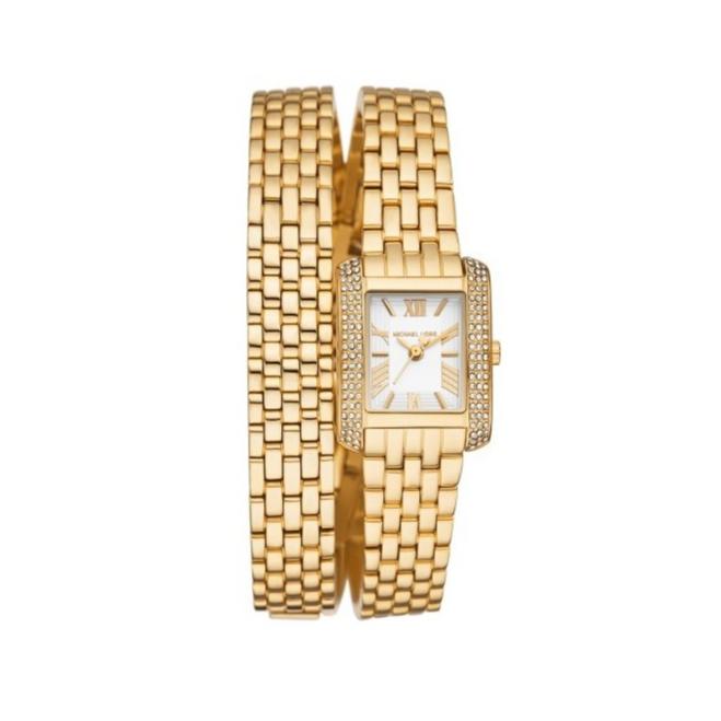  Shop Authentic Michael Kors Emery Pave Double Wrap White Dial Gold Steel Strap Watch for Women - MK4833 - Luxxuri