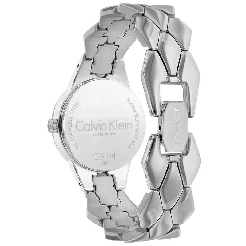  Shop Authentic Calvin Klein Snake Silver Dial Silver Steel Strap Watch For Women - K6E23146 - Luxxuri