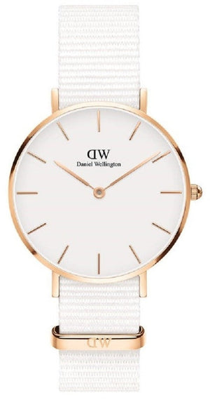  Shop Authentic Daniel Wellington Classic Petit Dover White Dial White Nylon Strap Watch For Women - DW001000311 - Luxxuri