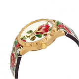  Shop Authentic Gucci G Timeless Floral Gold Dial White Leather Strap Watch For Women - YA1264084 - Luxxuri