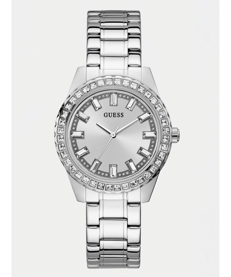  Shop Authentic Guess Sparkler Diamonds Silver Dial Silver Steel Strap Watch for Women - GW0111L1 - Luxxuri