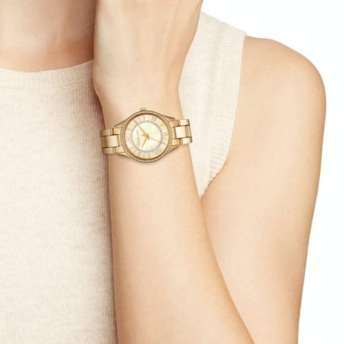  Shop Authentic Michael Kors Lauryn Quartz Mother of Pearl Gold Dial Gold Steel Strap Watch For Women - MK4490 - Luxxuri