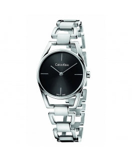 Shop Authentic Calvin Klein Dainty Black Dial Silver Steel Strap Watch for Women - K7L23141 - Luxxuri
