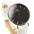  Shop Authentic Daniel Wellington Classic Petite Bondi Black Dial White Leather Strap Watch For Women - DW00100284 - Luxxuri