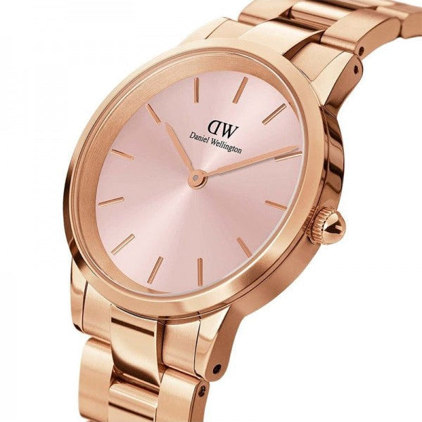  Shop Authentic Daniel Wellington Iconic Link Pink Dial Rose Gold Steel Strap Watch For Women - DW00100335 - Luxxuri
