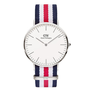  Shop Authentic Daniel Wellington Classic Canterbury White Dial Two Tone Nylon Strap Watch For Men - DW00100016 - Luxxuri