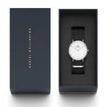  Shop Authentic Daniel Wellington Classic Cornwall White Dial Black Nylon Strap Watch For Men - DW00100260 - Luxxuri