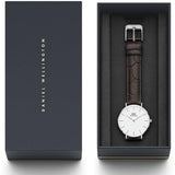  Shop Authentic Daniel Wellington Classic Petite York White Dial Black Leather Strap Watch For Women - DW00100188 - Luxxuri