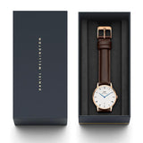  Shop Authentic Daniel Wellington Dapper Bristol White Dial Brown Leather Strap Watch For Women - DW00100094 - Luxxuri