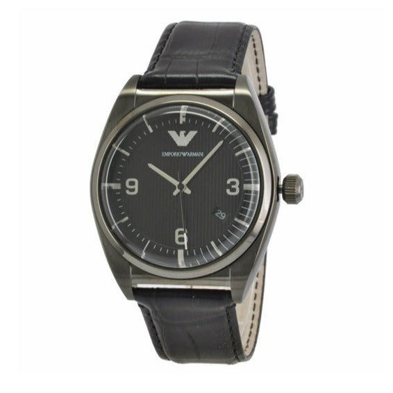  Shop Authentic Emporio Armani Franco Black Dial Black Leather Strap Watch For Men - AR0368 - Luxxuri