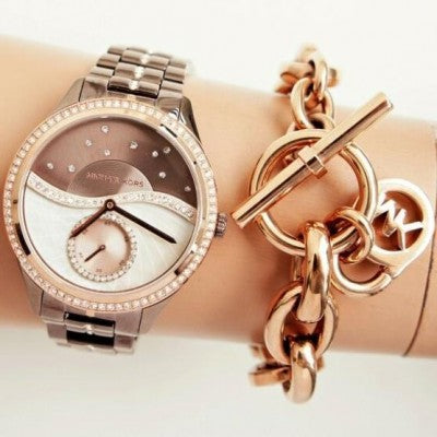  Shop Authentic Michael Kors Lauryn Rose Gold Dial Brown Steel Strap Watch for Women - MK3757 - Luxxuri