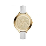  Shop Authentic Michael Kors Slim Runway Quartz Gold Dial White Leather Strap Watch For Women - MK2389 - Luxxuri