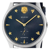  Shop Authentic Gucci G Timeless Automatic Blue Dial Black Leather Strap Watch For Men - YA126347 - Luxxuri