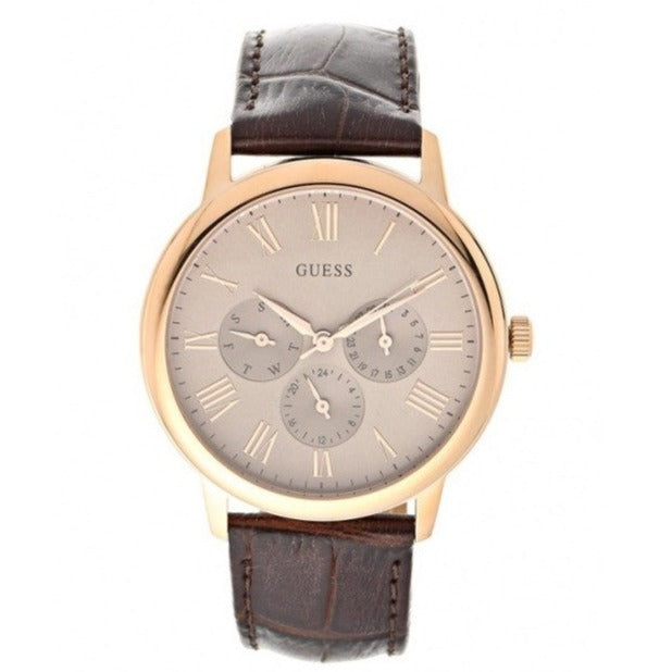  Shop Authentic Guess Wafer Quartz Beige Dial Brown Leather Strap Watch For Men - W0496G1 - Luxxuri