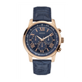 Guess Horizon Chronograph Blue Dial Blue Leather Strap Watch For Men - W0380G5