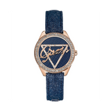  Shop Authentic Guess Little Flirt Quartz Blue Dial Blue Leather Strap Watch For Women - W0456L6 - Luxxuri