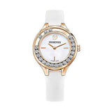  Shop Authentic Swarovski Lovely Crystals Mother of Pearl Dial White Leather Strap Watch for Women - 5242904 - Luxxuri