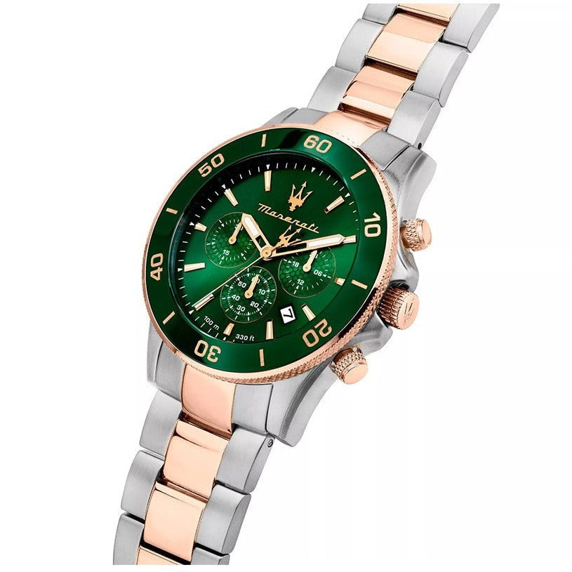  Shop Authentic Maserati Competizione Chronograph Green Dial Two Tone Steel Strap Watch For Men - R8873600004 - Luxxuri