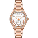  Shop Authentic Michael Kors Sage Three-Hand Mother of Pearl White Dial Rose Gold Steel Strap Watch for Women - MK4806 - Luxxuri