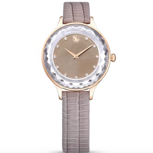  Shop Authentic Swarovski Octea Nova Beige Dial Grey Leather Strap Watch for Women - 5649999 - Luxxuri