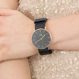  Shop Authentic Daniel Wellington Classic Cornwall Black Dial Black NATO Strap Watch For Women - DW00100150 - Luxxuri