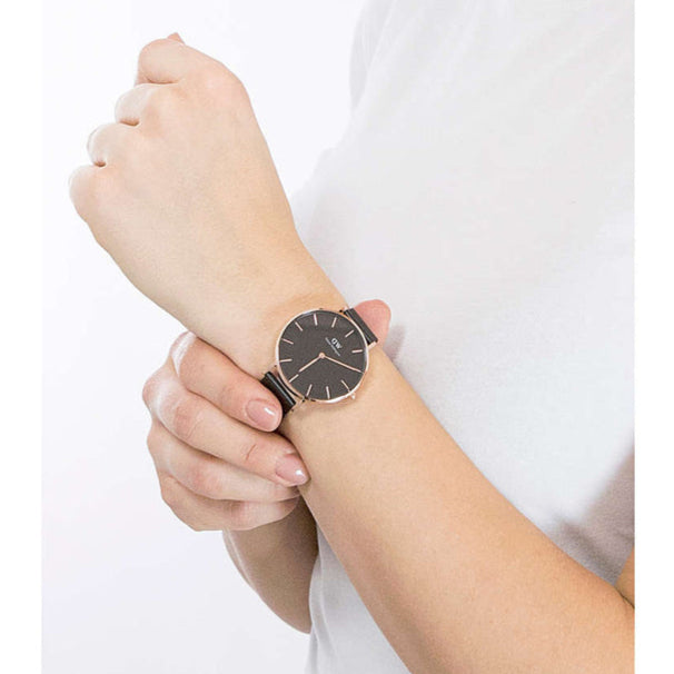  Shop Authentic Daniel Wellington Petite Ashfield Black Dial Black Mesh Strap Watch for Women - DW00100307 - Luxxuri