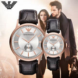  Shop Authentic Emporio Armani Classic Analog Silver Dial Brown Leather Strap Watch For Men - AR9101 - Luxxuri